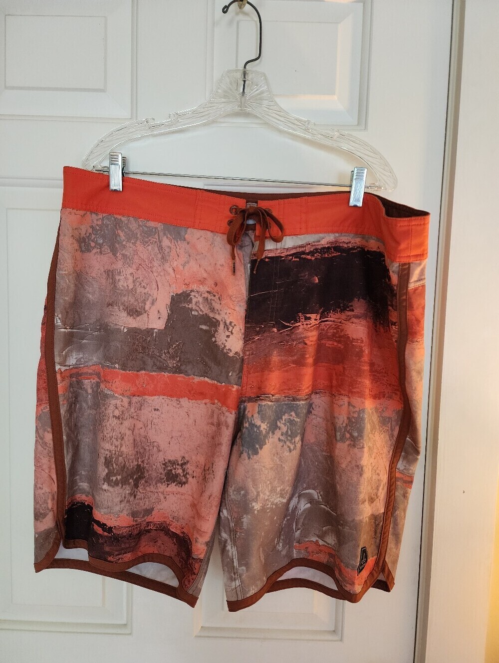 Prana High Seas Boardshorts Size 40 9in Inseam Orange Gray Gorpcore Swim Surf